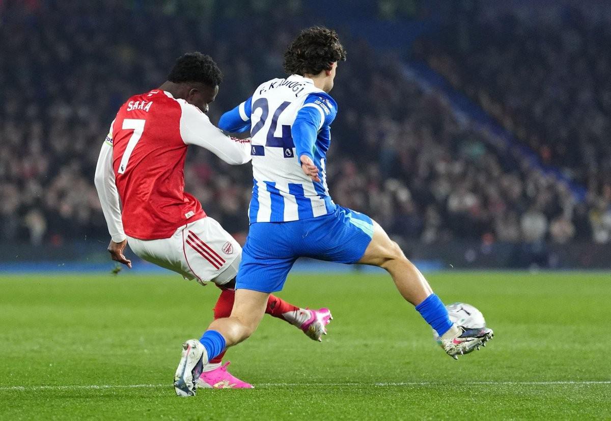 3球4助攻，萨卡生涯英超对阵布莱顿造7球所有对手第三多